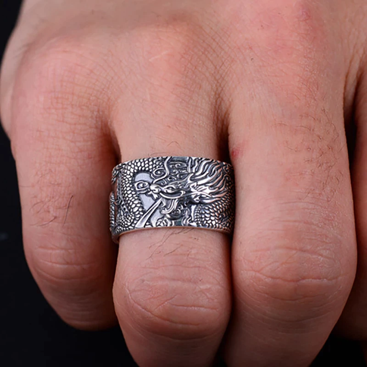 Dragon Sutra Silver Ring