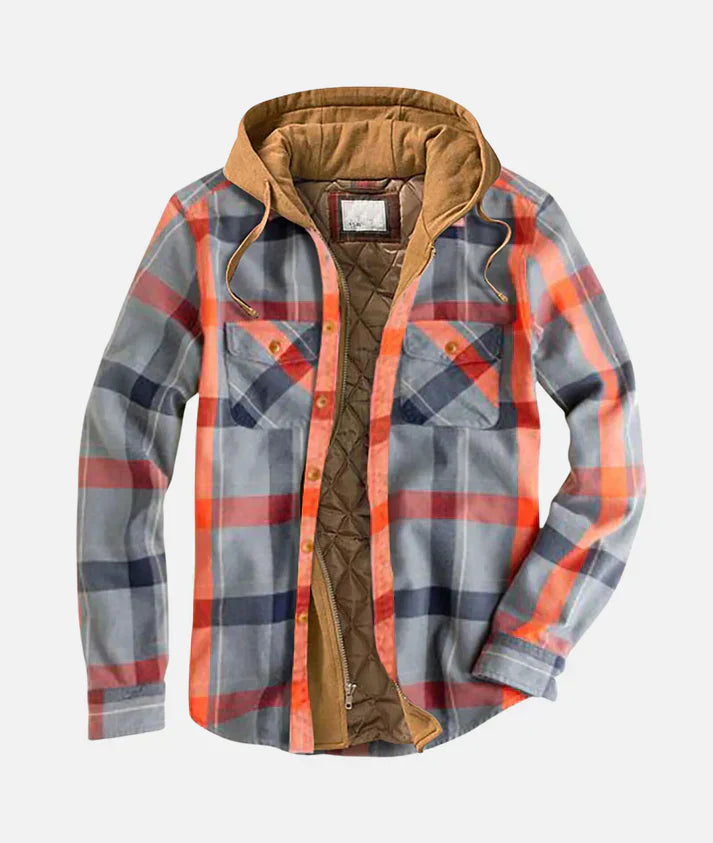 Men's - Chequered Hooded Jacket - Stylish and Comfortable - Trendy Outerwear