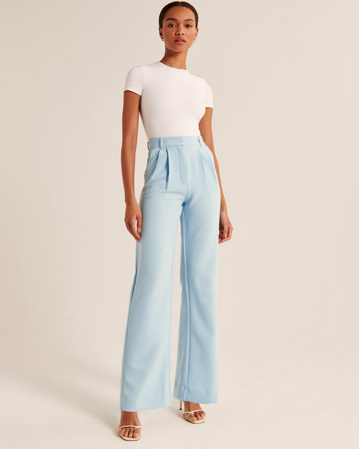 Women's high-waisted casual trousers with wide legs