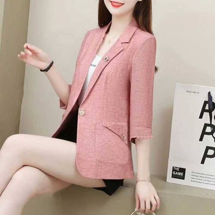 Casual women's blazer with rolled-up sleeves