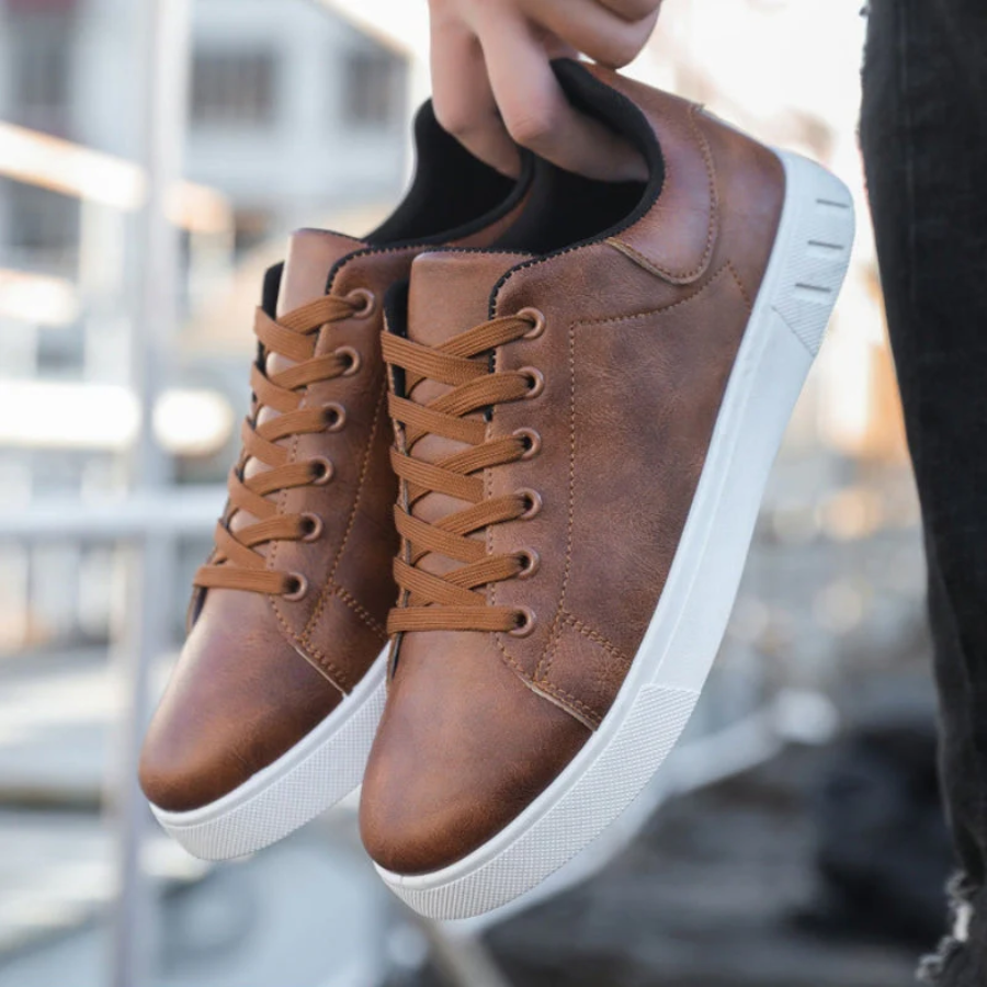 Men's - Stylish Sneakers - Premium Leather - Trendy Footwear