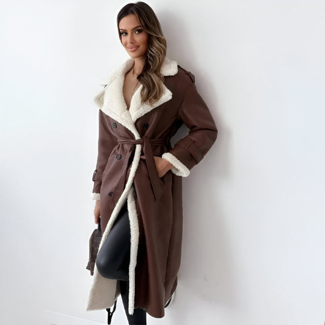 Women's - Collar Lapel Coat - Stylish Outerwear - Classic Design