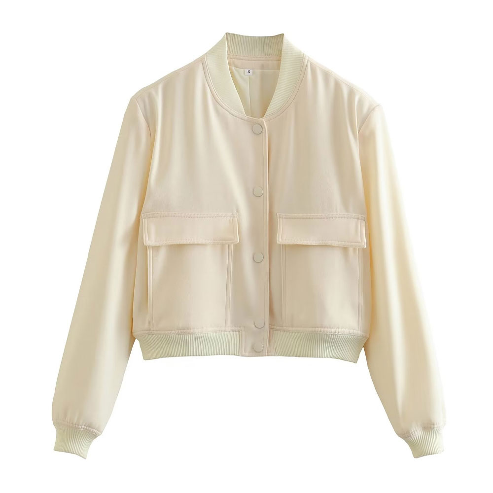 Stylish bomber jacket with ribbed hem and press stud fastening