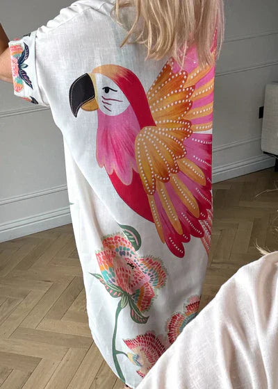 Dress with parrot print