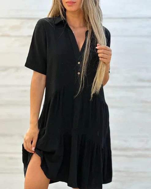 Women's - Comfortable Dress with Lapel - Stylish Design for Everyday Wear - Perfect for Any Occasion
