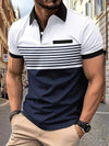 Casual Short Sleeve Striped Polo Shirt For Men