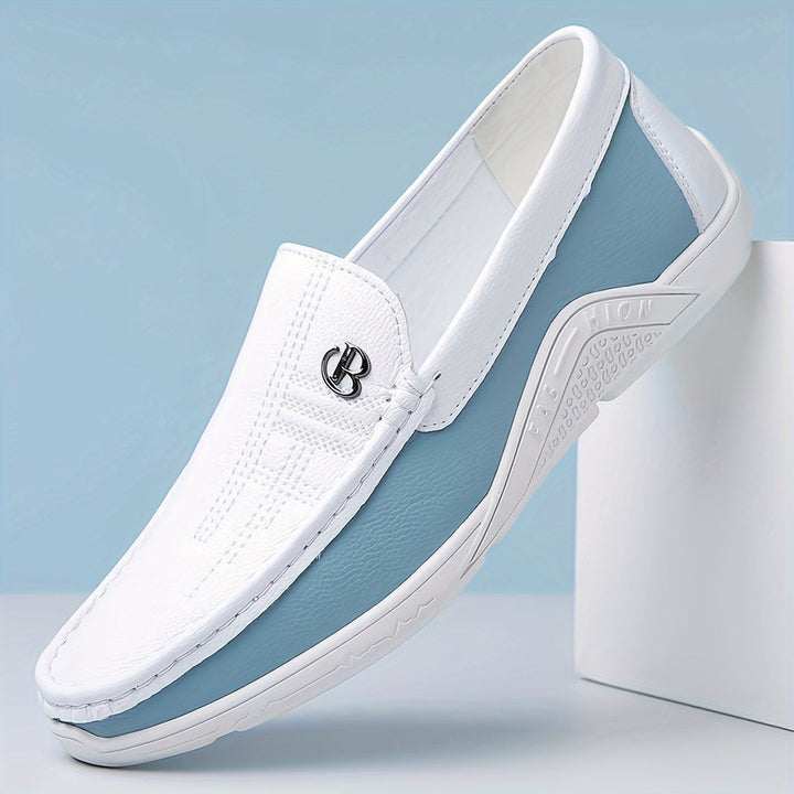 Men's - Slip-On Shoes - Comfortable Non-Slip Loafers with Colour Block Design - Perfect Everyday Footwear