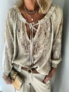 Long-sleeved lace chiffon blouse