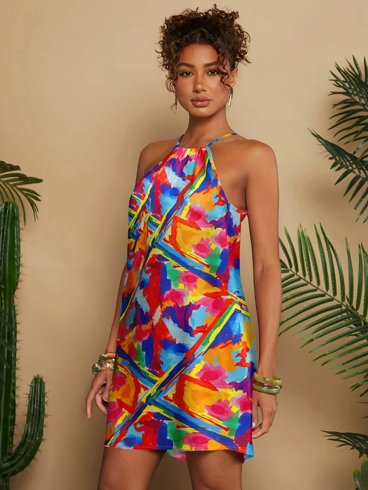 Women's - Summer Dress - Airy Floral Pattern, Short with Round Neckline - Light & Comfortable for Warm Days