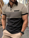 Casual Short Sleeve Striped Polo Shirt For Men