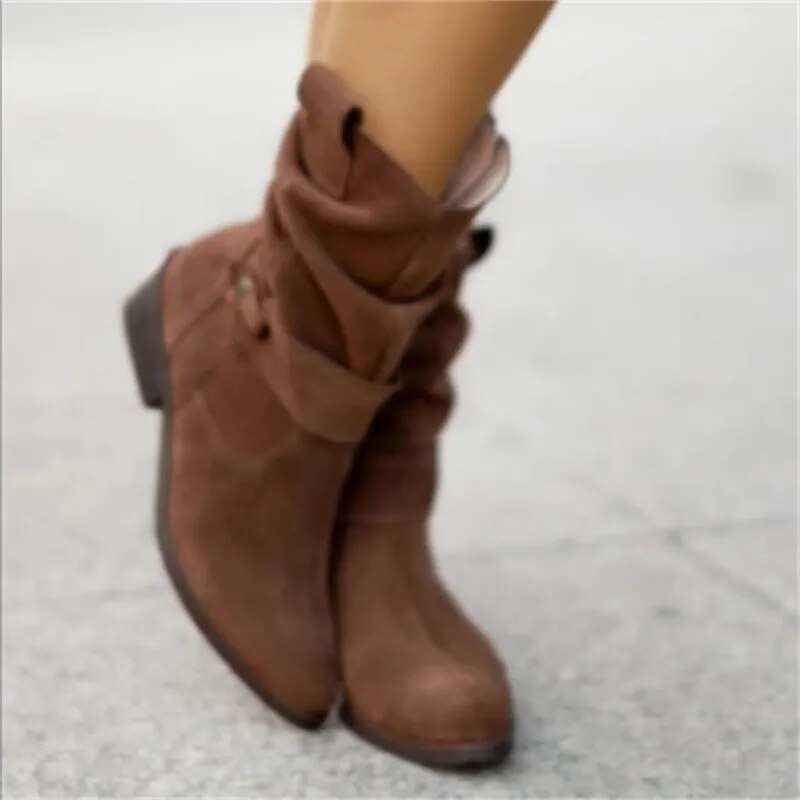 Low suede boots for women