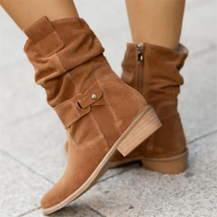 Low suede boots for women