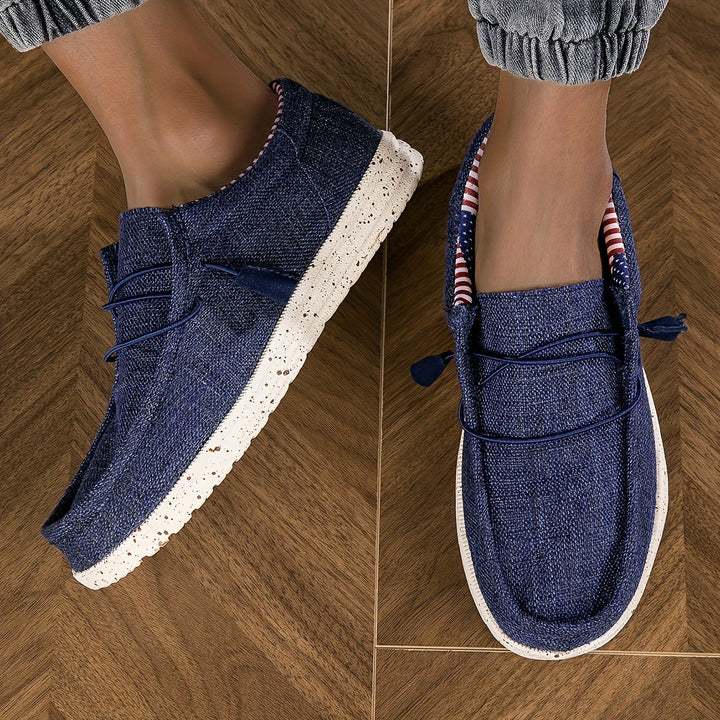 Men's - Slip-On Loafers - Comfortable Non-Slip Casual Shoes with Flag Design - Stylish Footwear