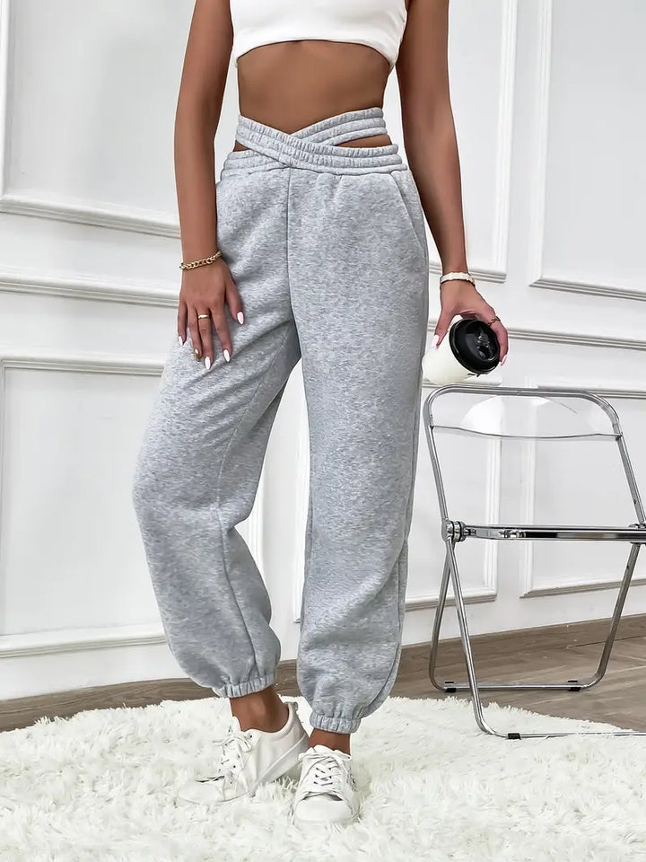 Women - Jogging Trousers - Elegant Plain Knitted - Comfortable Casual Athletic Pants
