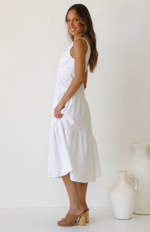 One-shoulder cotton midi dress