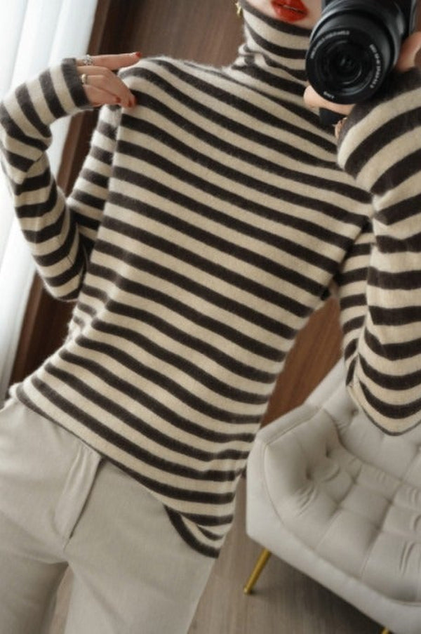 Neutral and coffee-striped Colt jumper