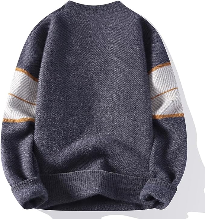 Men's - Geometric Pattern Crew Neck Sweater - Warm, Stylish, and Comfortable - Perfect for Fall Fashion