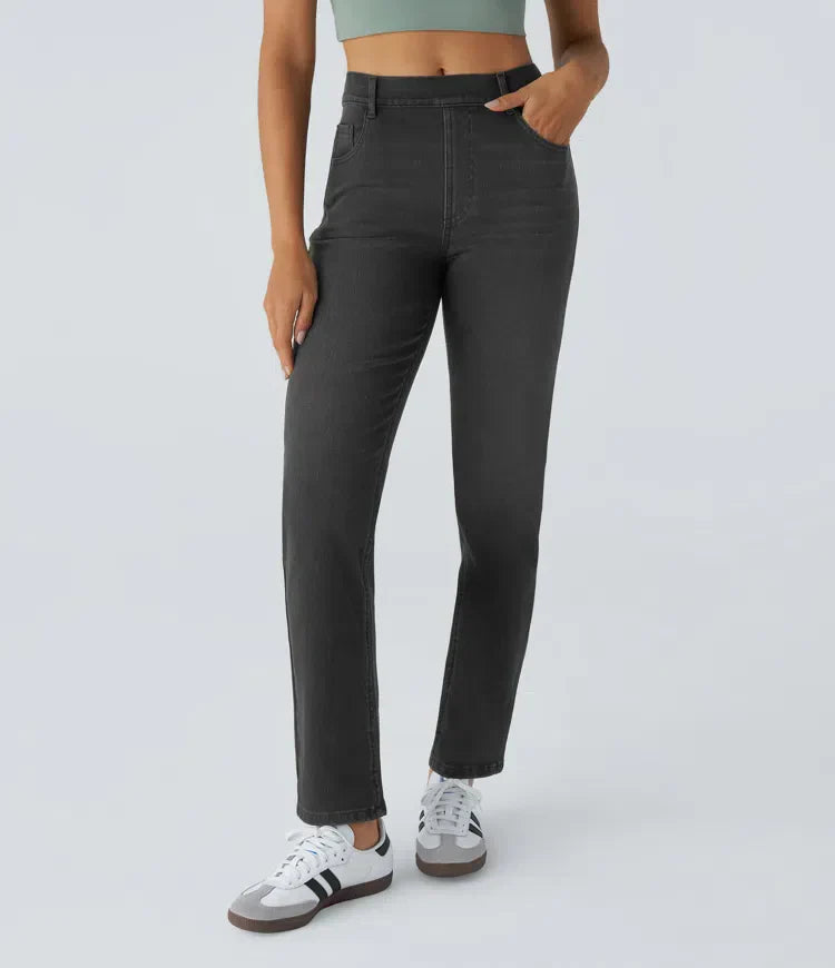 Women's - Elastic Trousers - Stretchy Fabric - Versatile Everyday Wear for All Occasions