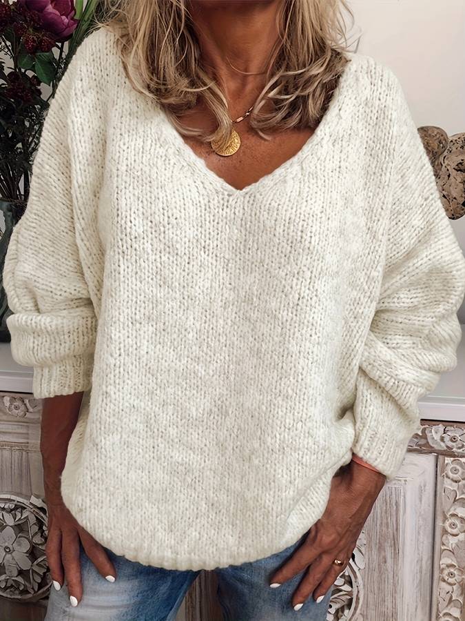 Oversized jumper with V-neck