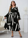 Ladies Fashionable Black And White Cut Out Flared Dress