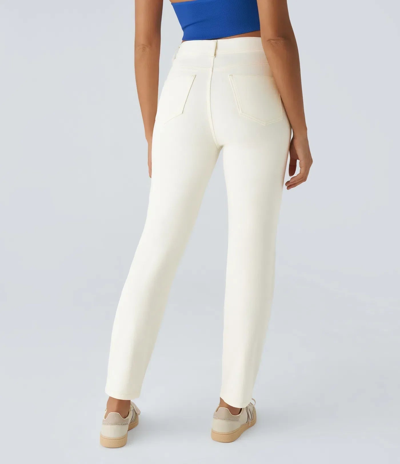 Women's - Elastic Trousers - Stretchy Fabric - Versatile Everyday Wear for All Occasions