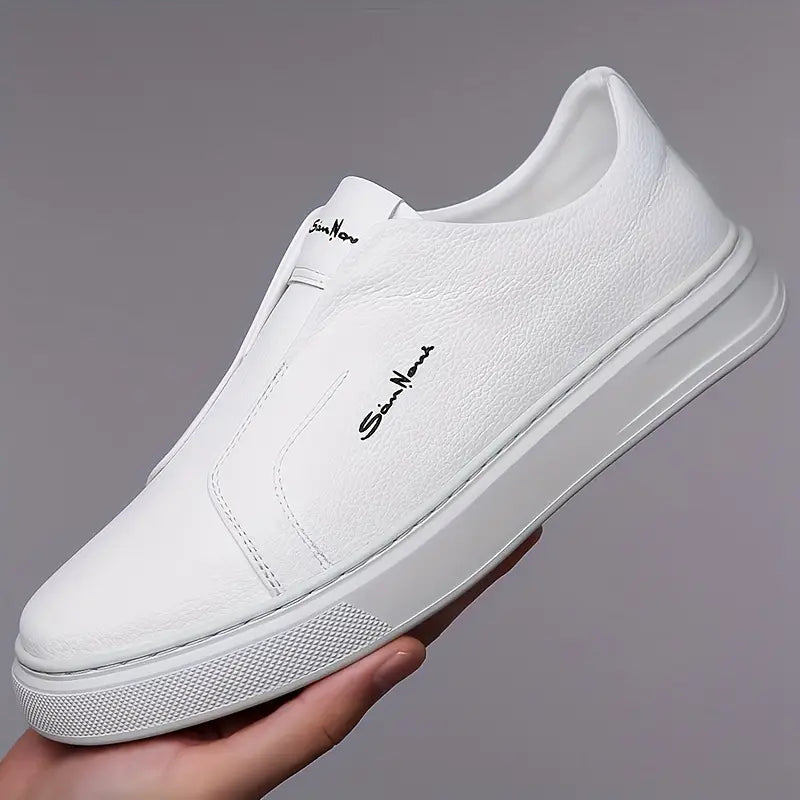 Men's - Slip-On Sneakers - Leather - Casual Canvas Comfort - Stylish Footwear