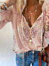 Long-sleeved lace chiffon blouse