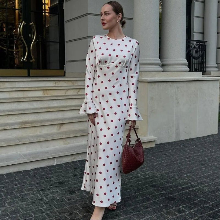 Dotted wrap dress with belt