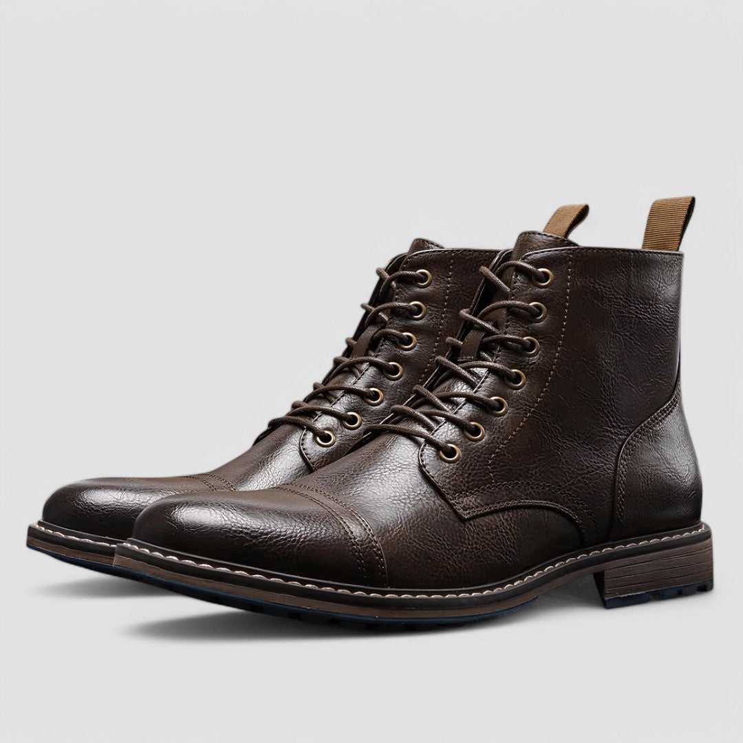 Men's - Boots - Leather - Stylish Cap-toe