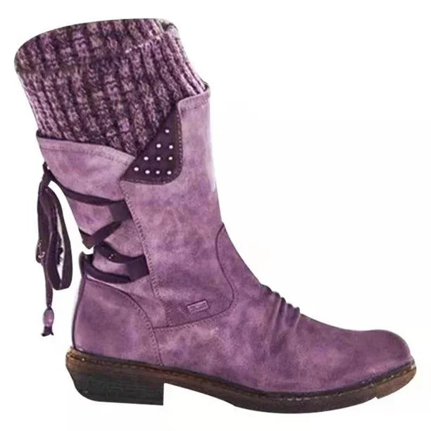 Women's - Winter Ankle Boots with Lacing - Stylish & Warm
