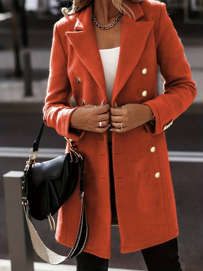 Women's - Tailored Winter Coat - Double-Breasted