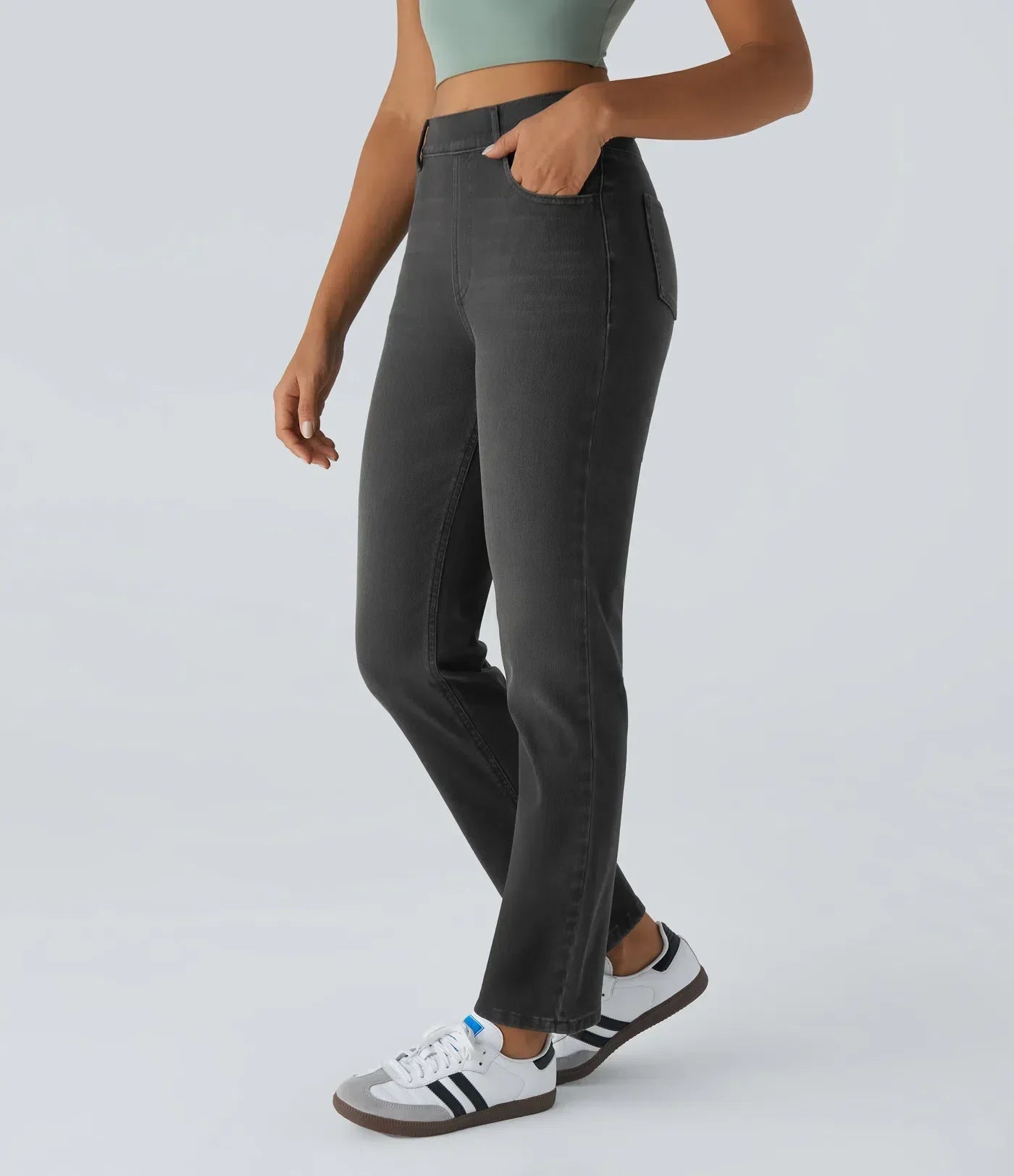 Women's - Elastic Trousers - Stretchy Fabric - Versatile Everyday Wear for All Occasions