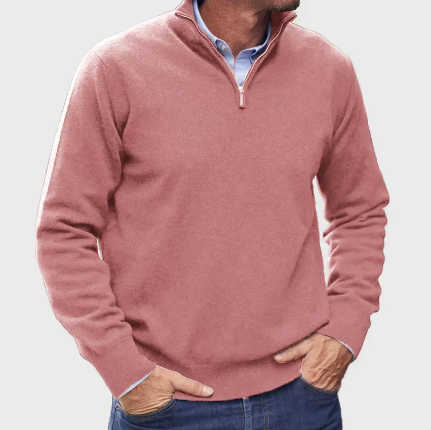 Men - Sweater - Zip-Up - Cashmere Look