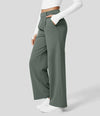 High-waisted straight leg stretch trousers