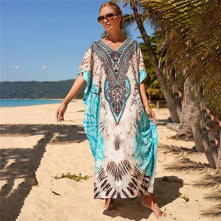 Glamourous Printed Beach Gown Type Cover up