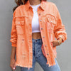 Modern women's denim jacket with raw edges