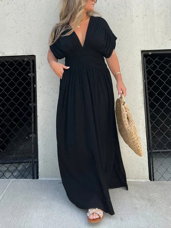 V-Neck Effortless Maxi Long Dress