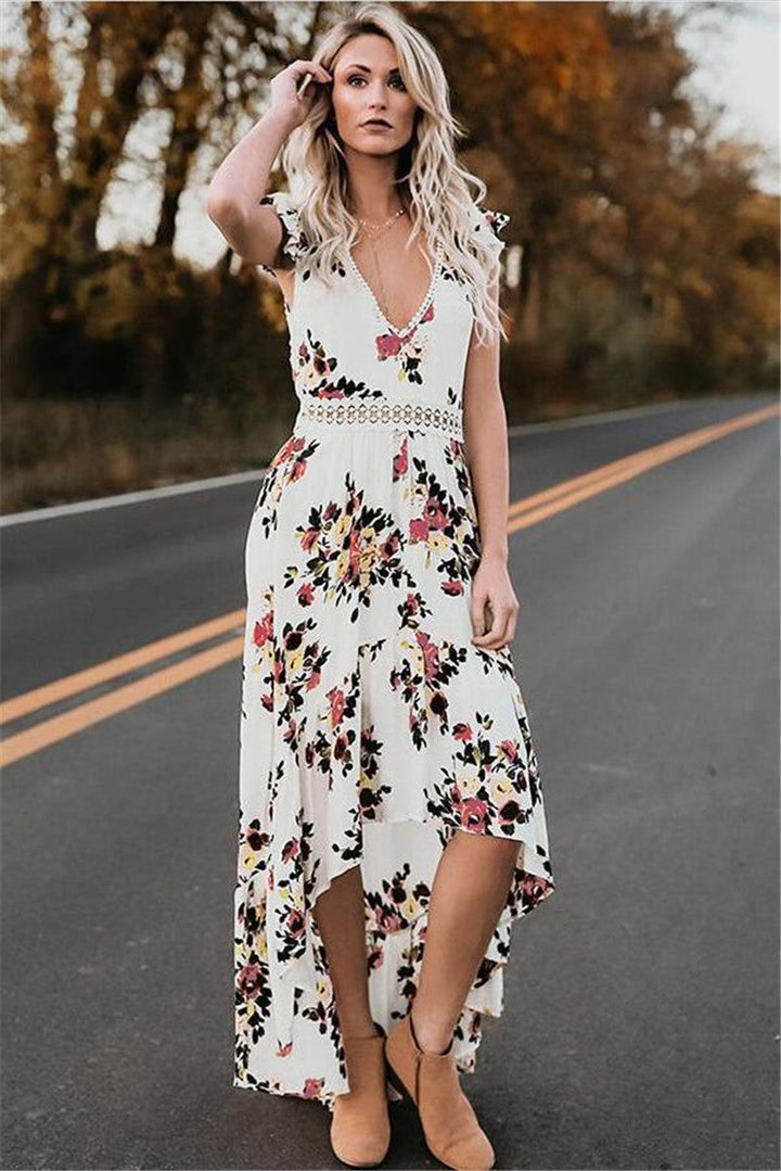 Sleeveless, irregularly printed dress