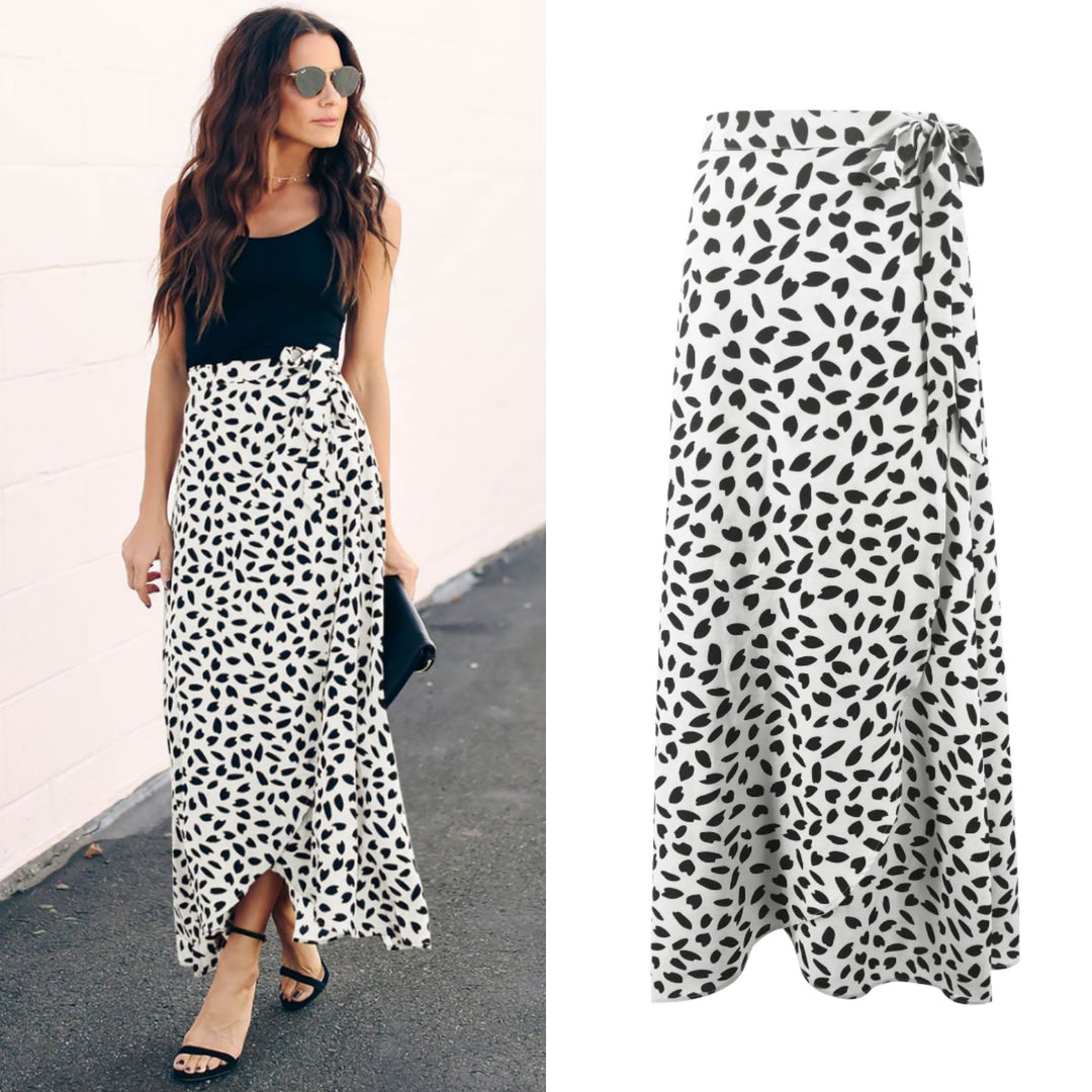 Leopard pattern longer loose skirt