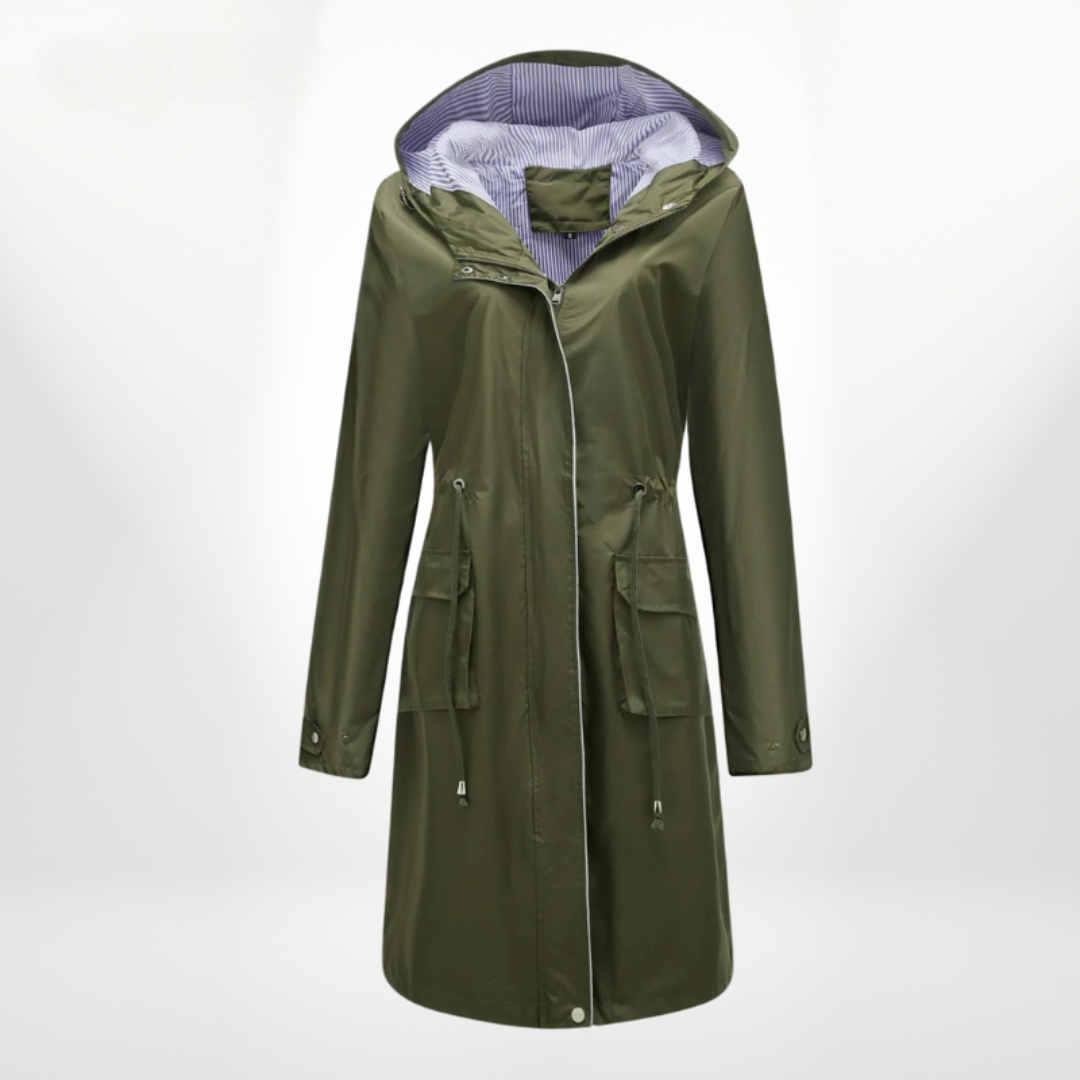 Women's - Trench Coat with Hood - Durable Fabric - Waterproof - Functional Outerwear