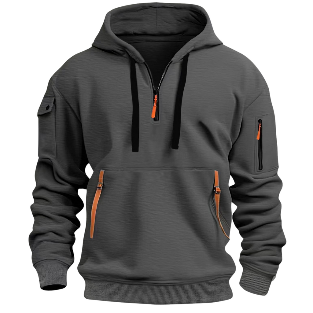 Men's - Casual Hoodie - Long Sleeve Pullover - Multi Pockets - Stylish and Practical for Everyday Wear