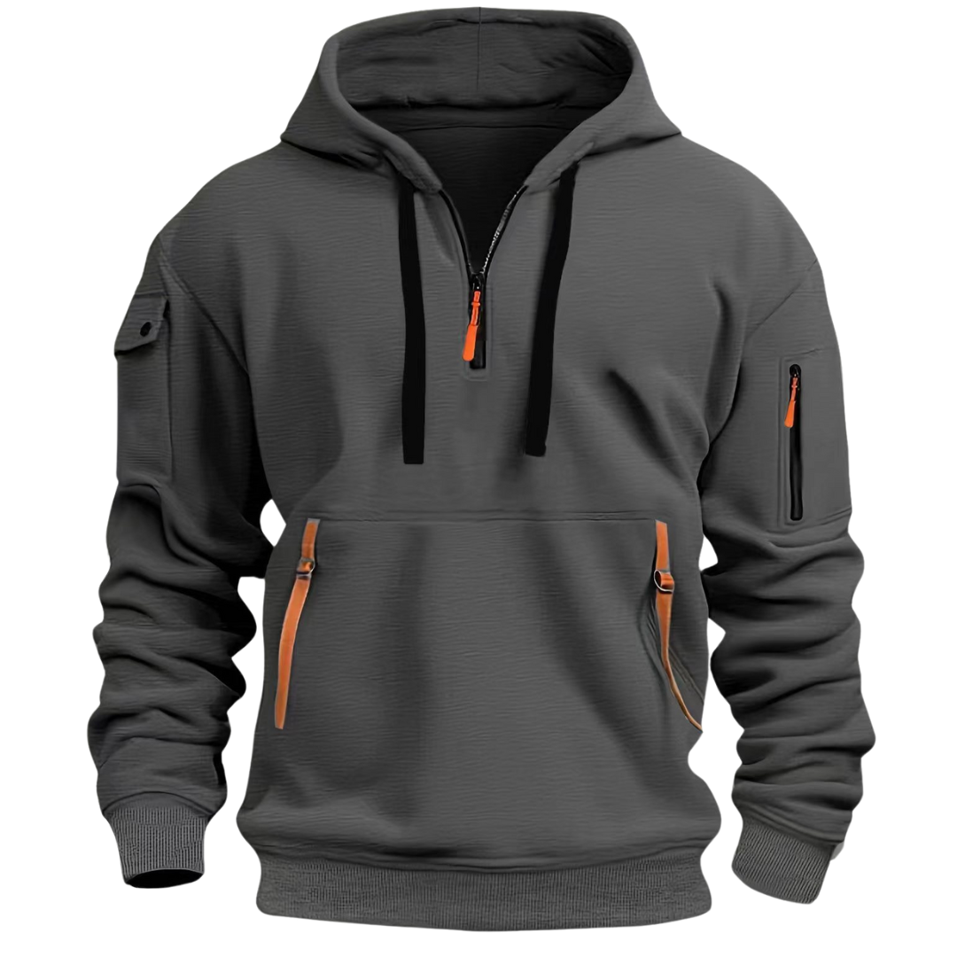 Men's - Casual Hoodie - Long Sleeve Pullover - Multi Pockets - Stylish and Practical for Everyday Wear