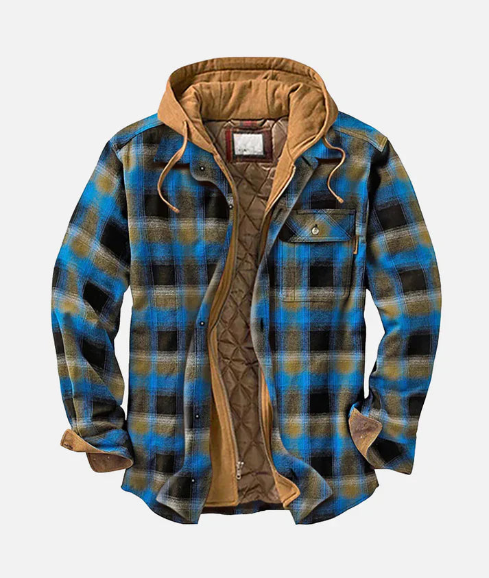 Men's - Chequered Hooded Jacket - Stylish and Comfortable - Trendy Outerwear