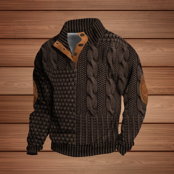 Men's Knitted Jumper - Warm Silver Knit - Cozy and Stylish Essential