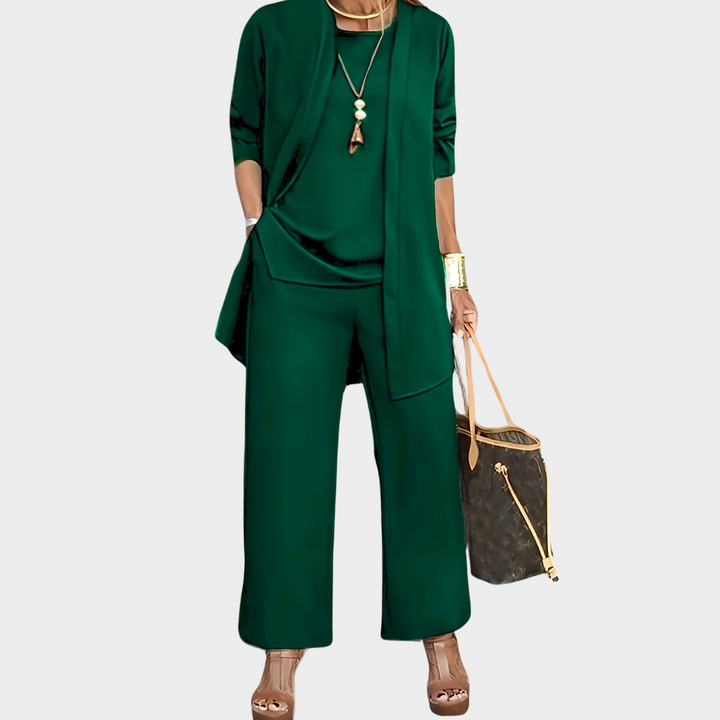 Women's - Chic Unicoloured Three-Piece Set - Soft Fabric - Stylish Outfit for Women