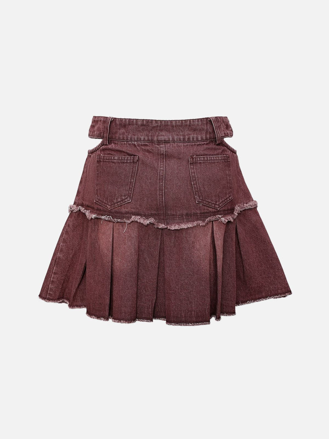 Fringed denim skirt with pleats