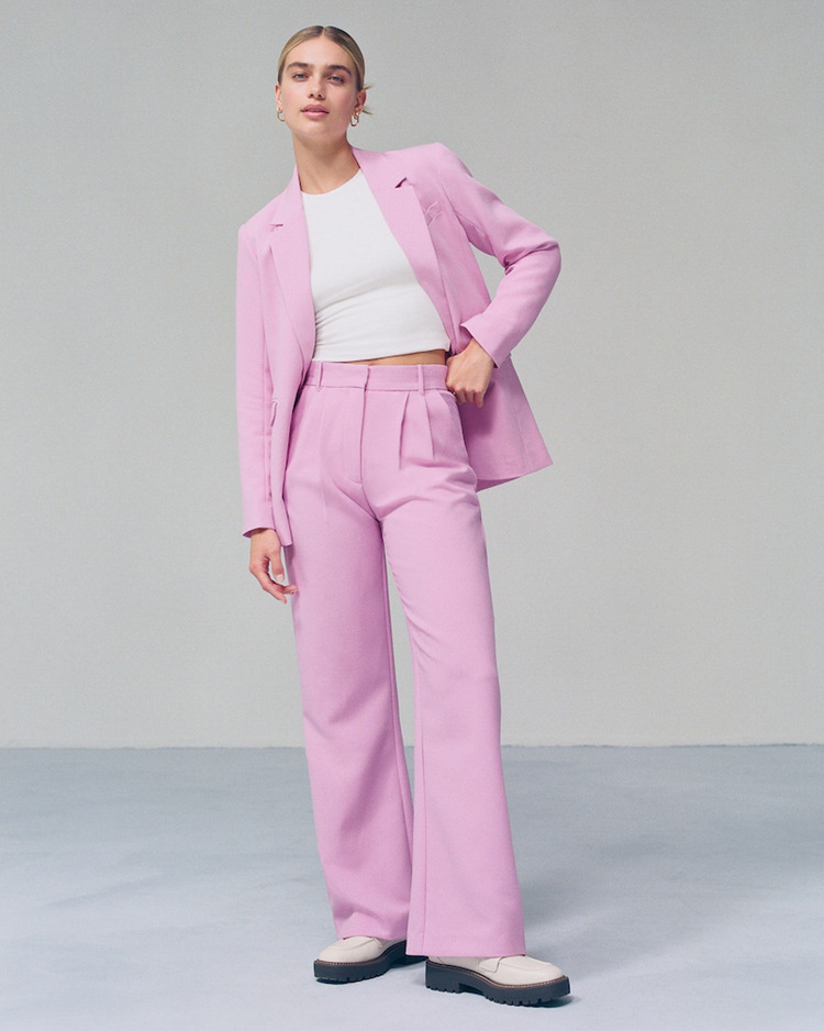 Women's high-waisted casual trousers with wide legs