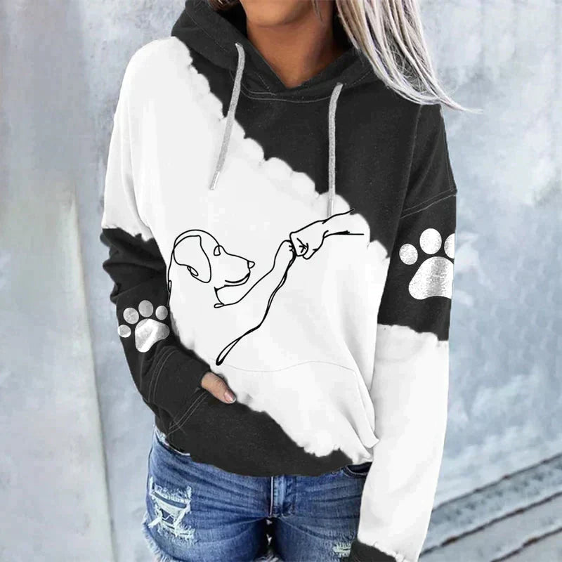 Amora™ trendy loose hoodie with dog print