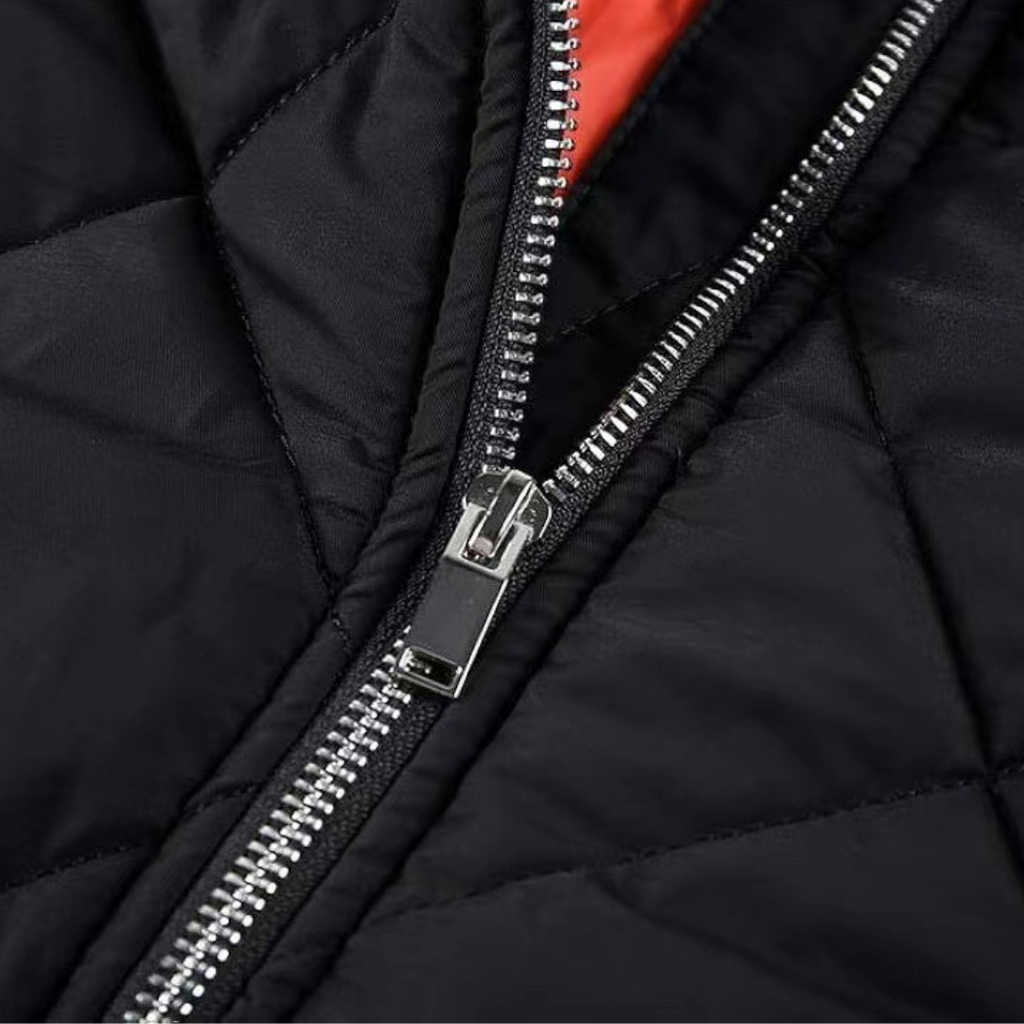 Men's - Lightweight Quilted Bomber Jacket - Stylish Polyester Outerwear for Casual Comfort