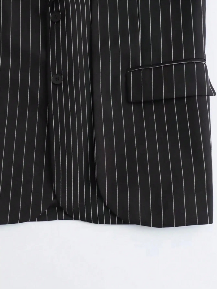 Women's striped blazer with ankle button fastening